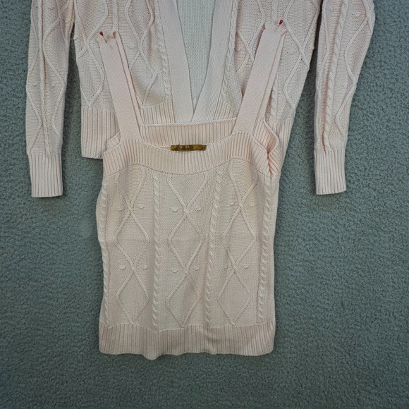 Belladini Womens M Pink Knit Sweater Set Sleeveless Strap Top Diamond Rib - Picture 11 of 13